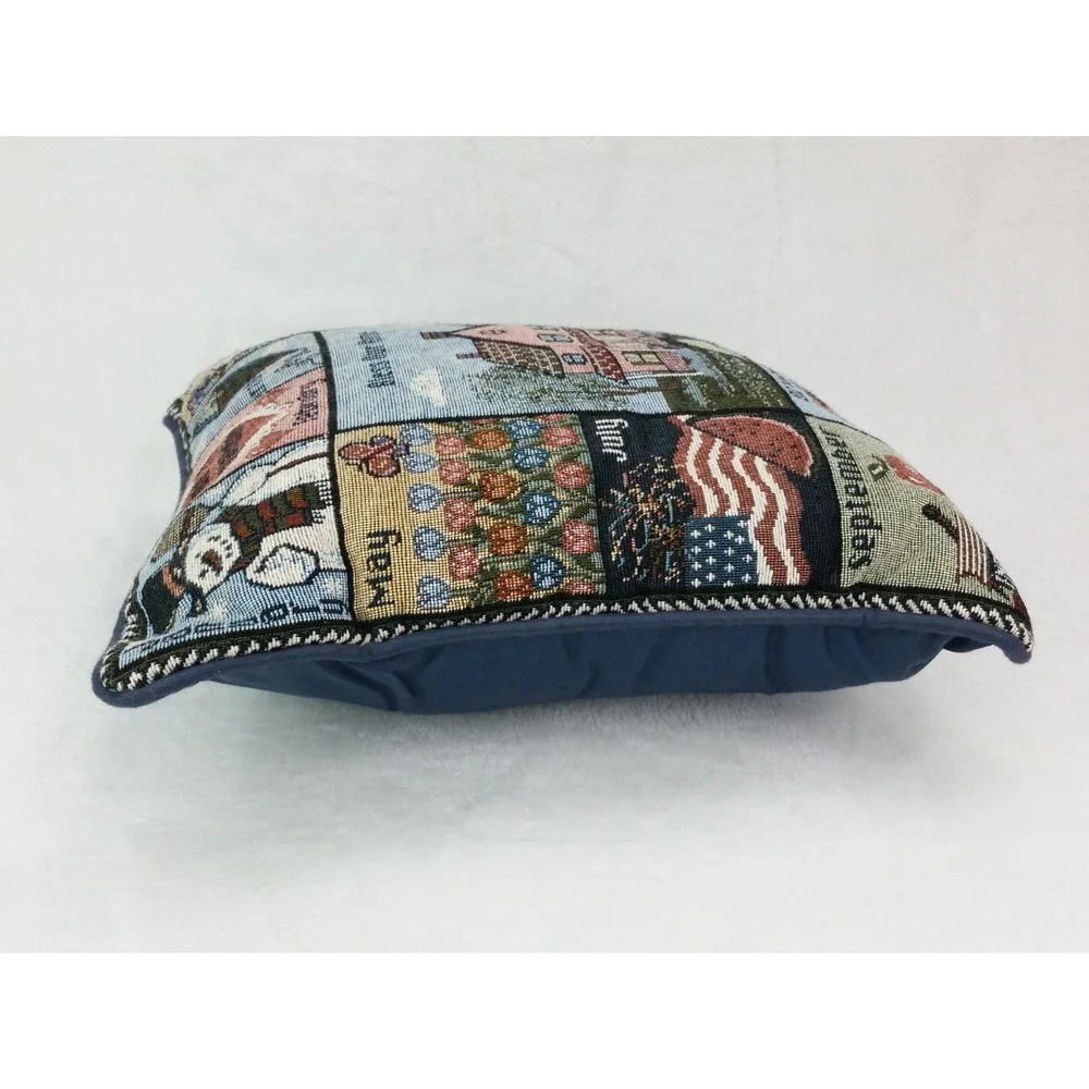 Twelve Month Calendar Holidays Tapestry Throw Pillow Cottage Cottagecore
